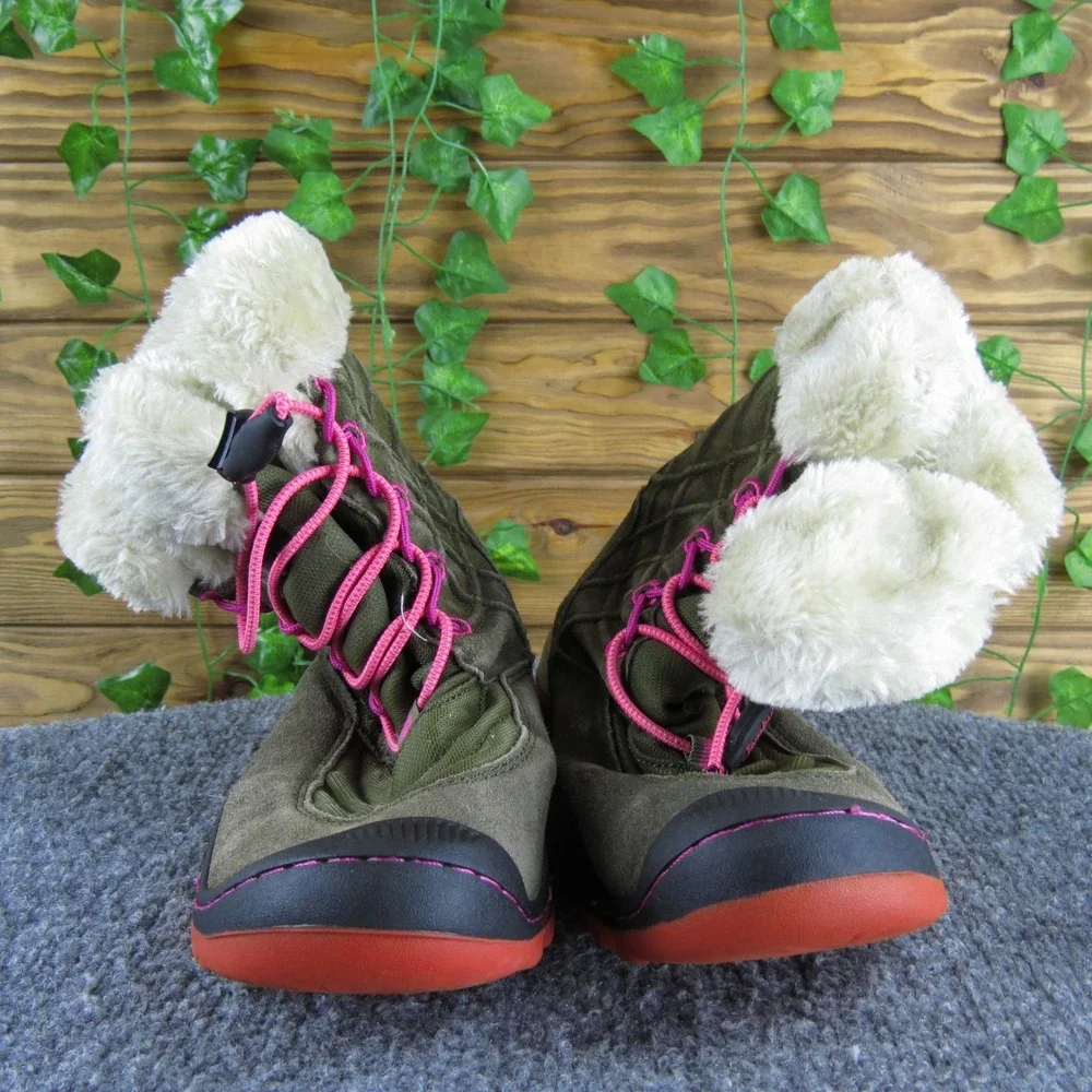 Jambu Collett Girls 4 Brown Suede Faux Fur Boots Pink Laces Winter Outdoor Warm‎